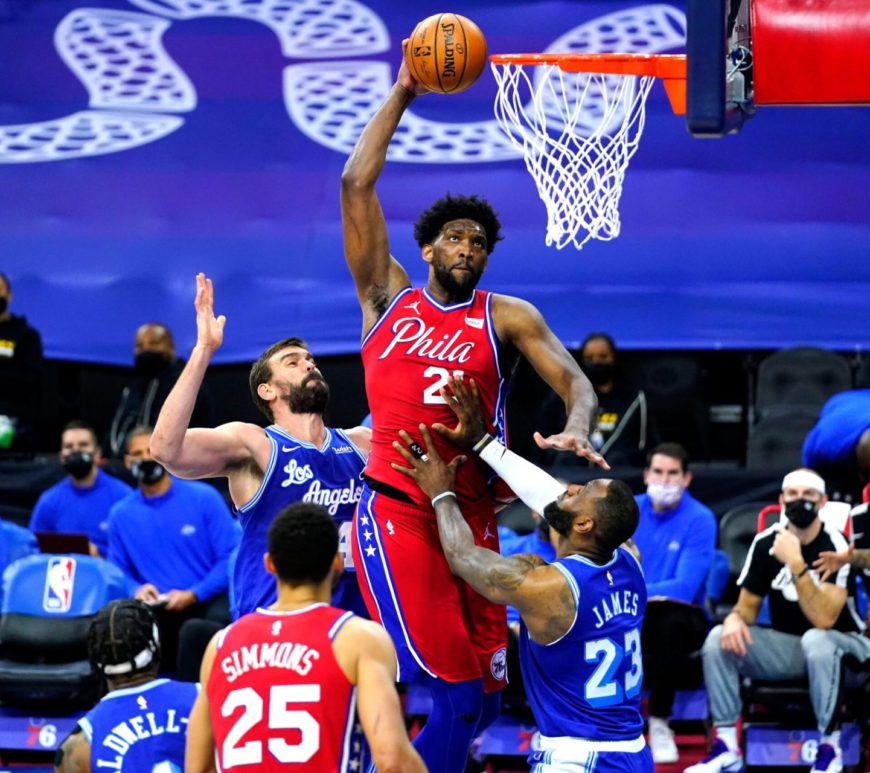 Joel Embiid and LeBron James